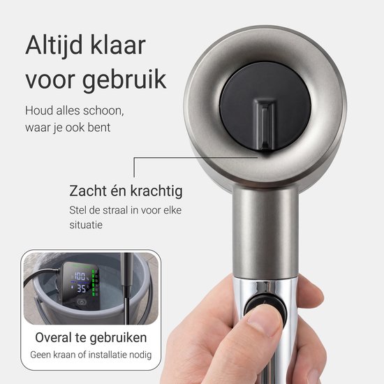 Oplaadbare Camping douche met 2 waterfilters - 24x douchebeurten - 3 Standen (Mist, Normaal, Vol) - Buitendouche voor kamperen, honden, auto, fiets en camper - FLOAT Campingdouche Oasis — afbeelding 3