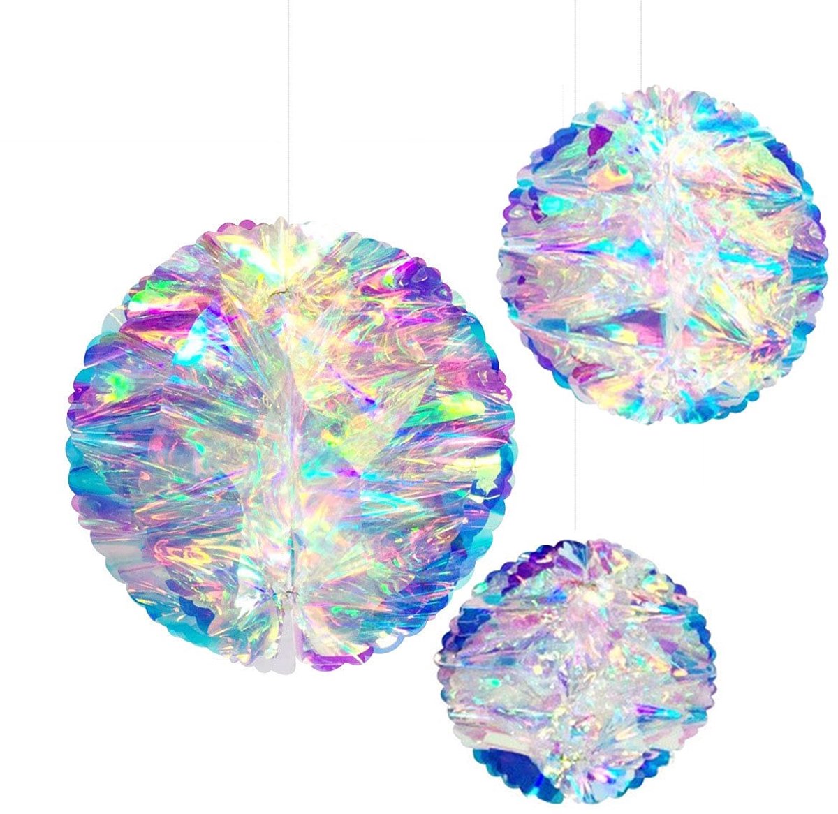 Allecto - Kerstdecoraties - Hangende Ballen - 3 Stuks - Iridescent - Feestdagen - Versiering - Sfeervol - Kleurrijk
