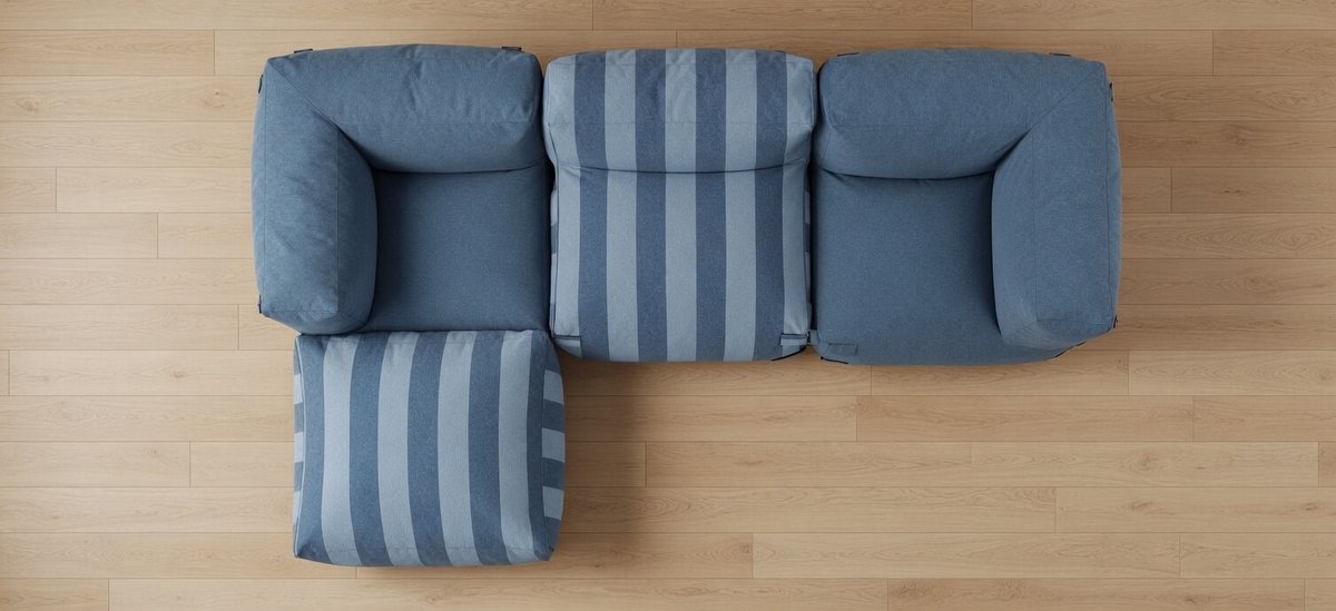 Mixi Striped Corner Sofa for Garden Modular, 4-Seater, Blue-Industrohome