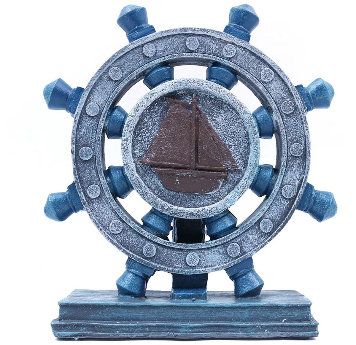 Allecto - Resin Roer Figurine - Nautische Decoratie - Voor Huis en Tuin - Blauw - Maritieme Accessoires - Unieke Interieurstijl - Geschikt voor Bin...