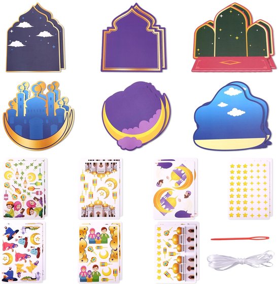 Foto: Allecto eid mubarak craft kits feestdecoratie creatief en leuk ramadan stickers voor verjaardagen en feesten hangende kaarten ideaal 