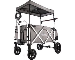 FUXLIFE by FUXTEC CTL900 Bolderkar Luxe - Opvouwbaar - Grijs | Met Veiligheidsriemen & Zonnedak - Strandkar & Handkar - Max. 75kg