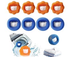 Golden crown - Haarvanger wasmachine - Herbruikbaar - Anti-klitten - 8 stuks - Wasbal voor honden en katten - Beschermt wasgoed - Kleur blauw en sinaasa...