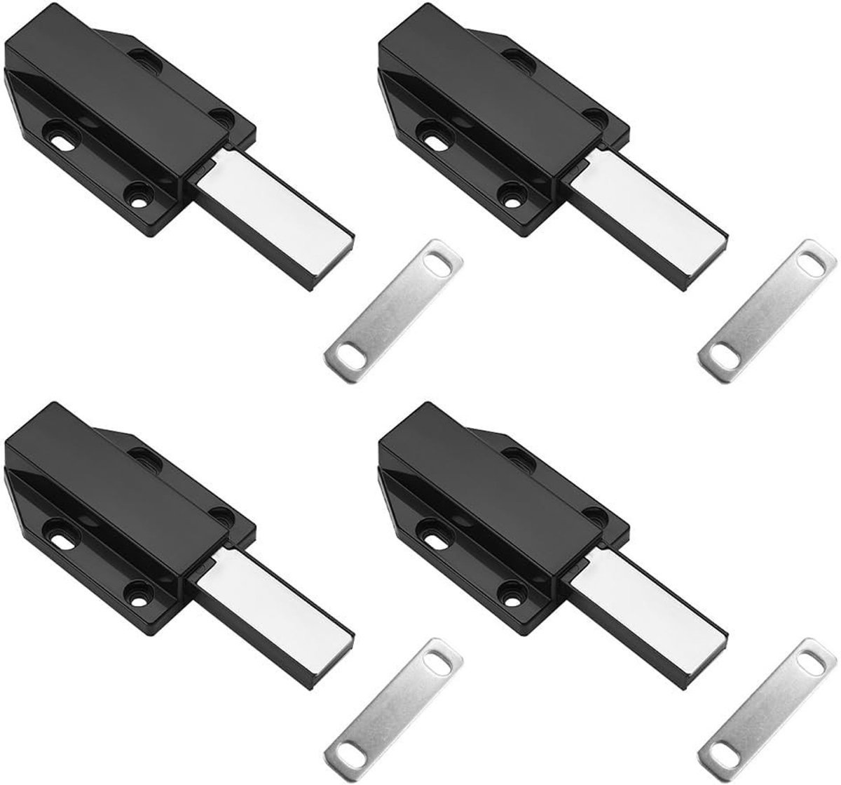 Dailygoods- Deurvangers 4-delige set - Zwart - Magnetische Grendels