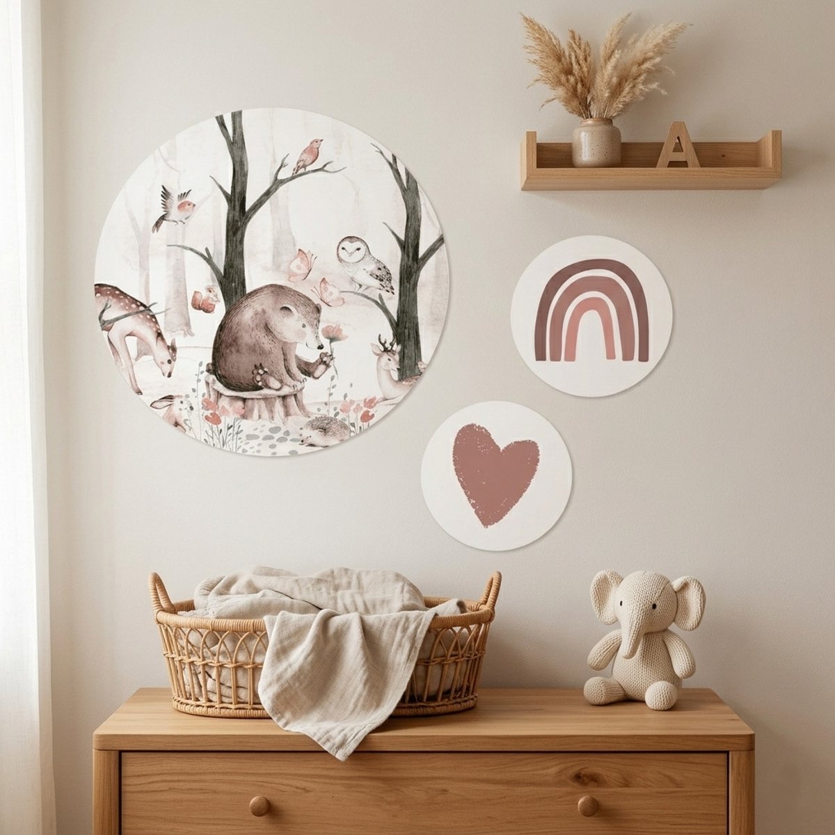 Muurcirkel Bosdieren | Decoratie kinderkamer | babykamer jongen & meisje