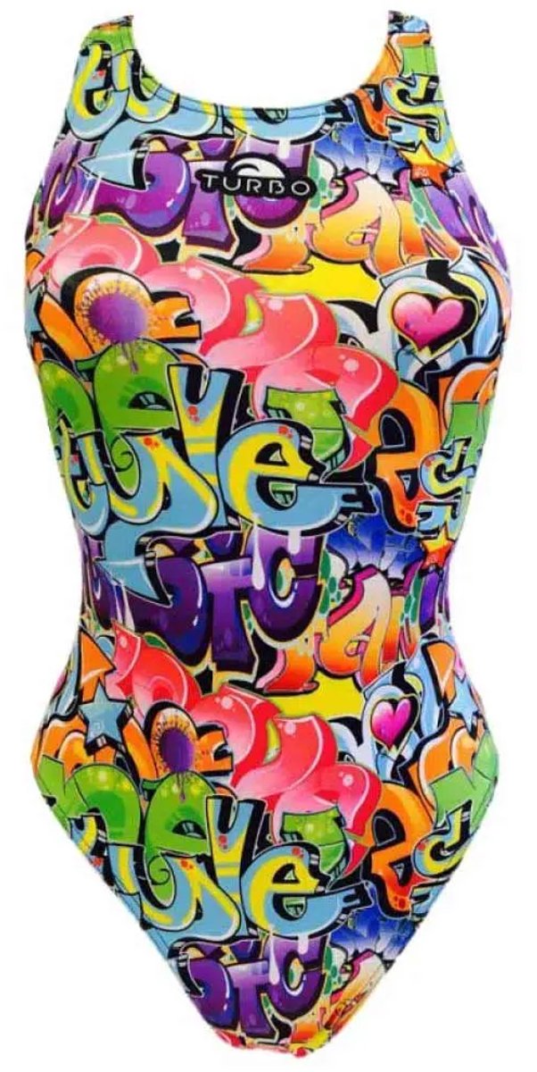 Turbo Graffitti 2016 Zwemkleding Veelkleurig S Vrouw Yellow