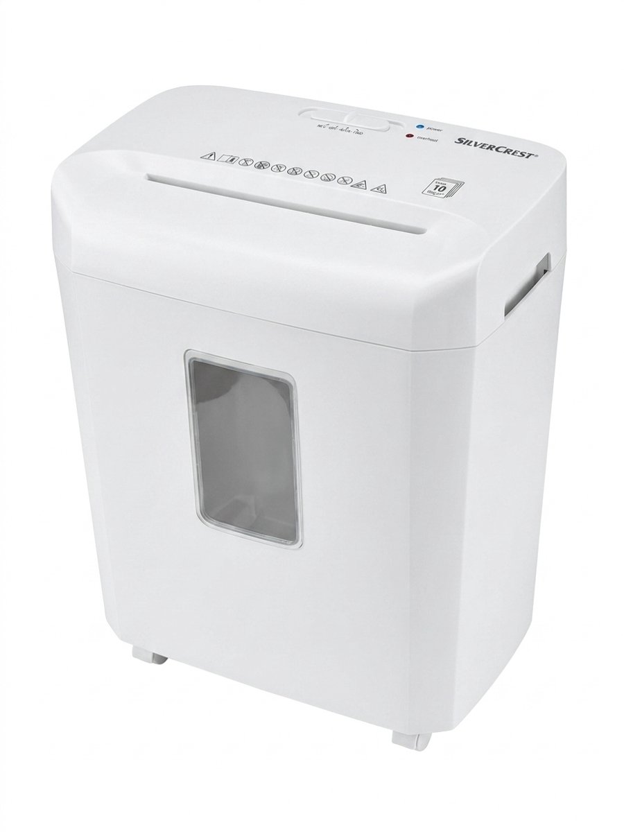 Silvercrest papierversnipperaar - Snijcapaciteit tot 10 vellen - Snippergrootte: 5 x 18 mm - Incl. papier opvangbak ca. 21 liter