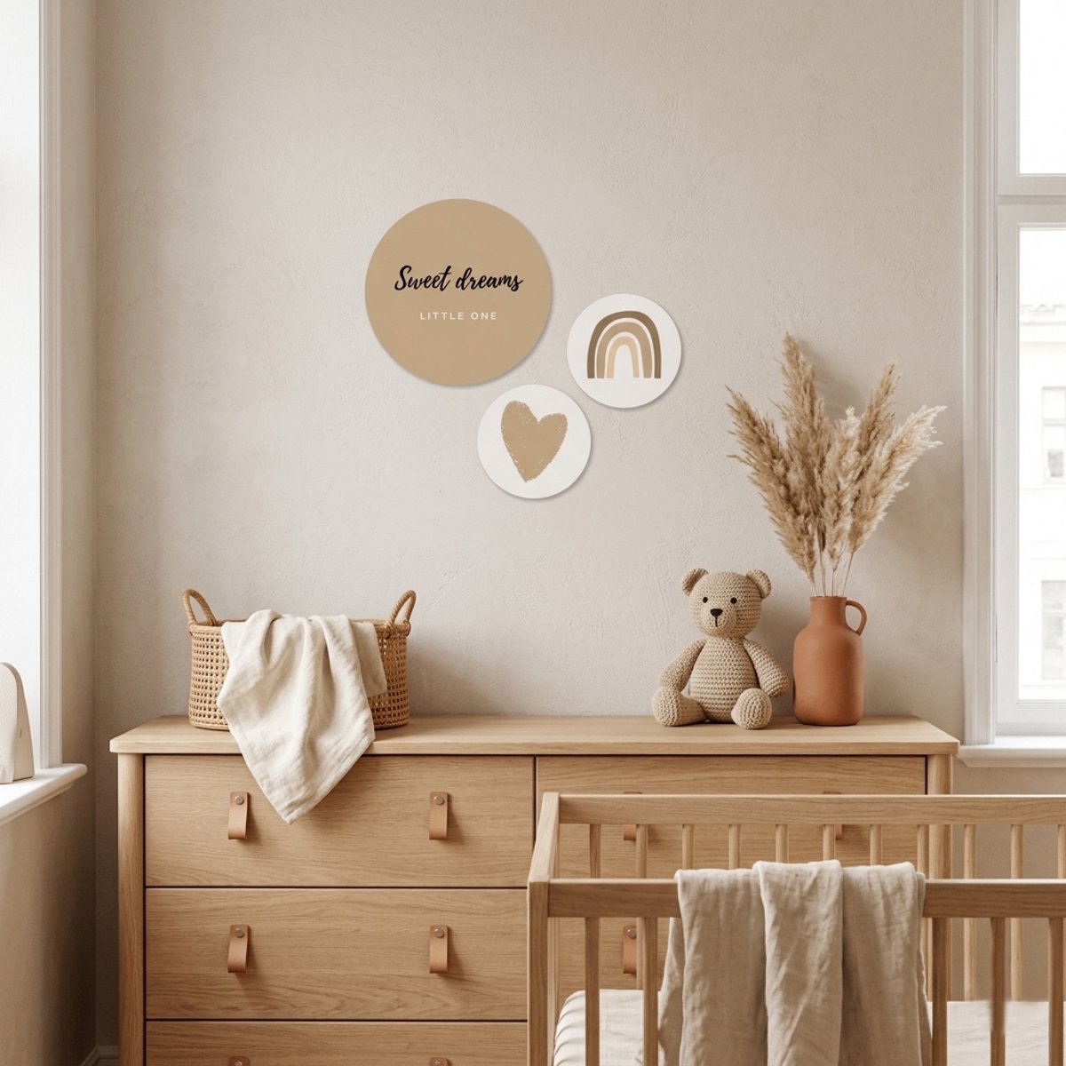 Muurcirkel Sweet Dreams | Natural | Natuurlijk | babykamer unisex