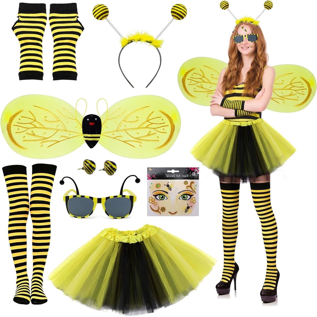 Vrouwelijk bijen kostuum voor volwassenen, perfect voor carnaval en themafeesten met accessoires