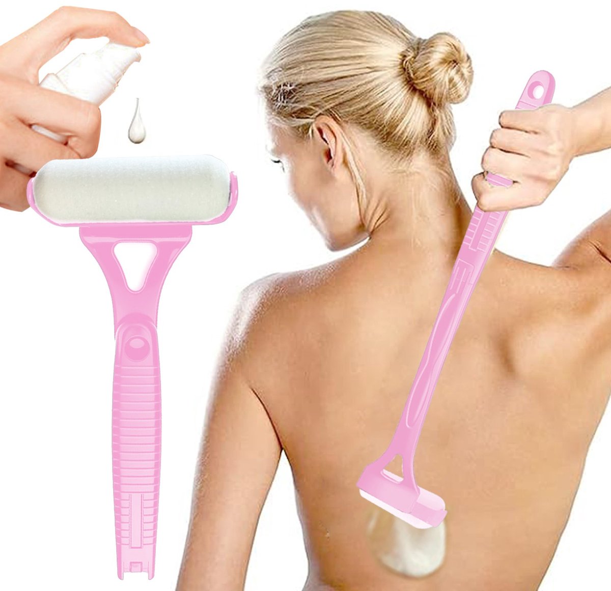 Ruglotion Applicator Roller Borstel voor Dames met Lange Handgreep
