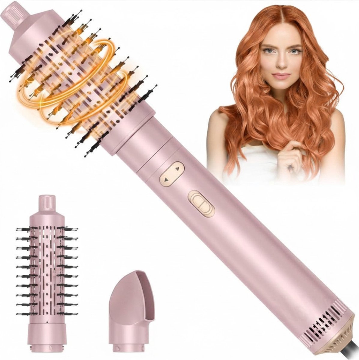 MRKK® Fohnborstel - Stylingtool Haar - Haardroger met Borstel - Multistyler - Roze