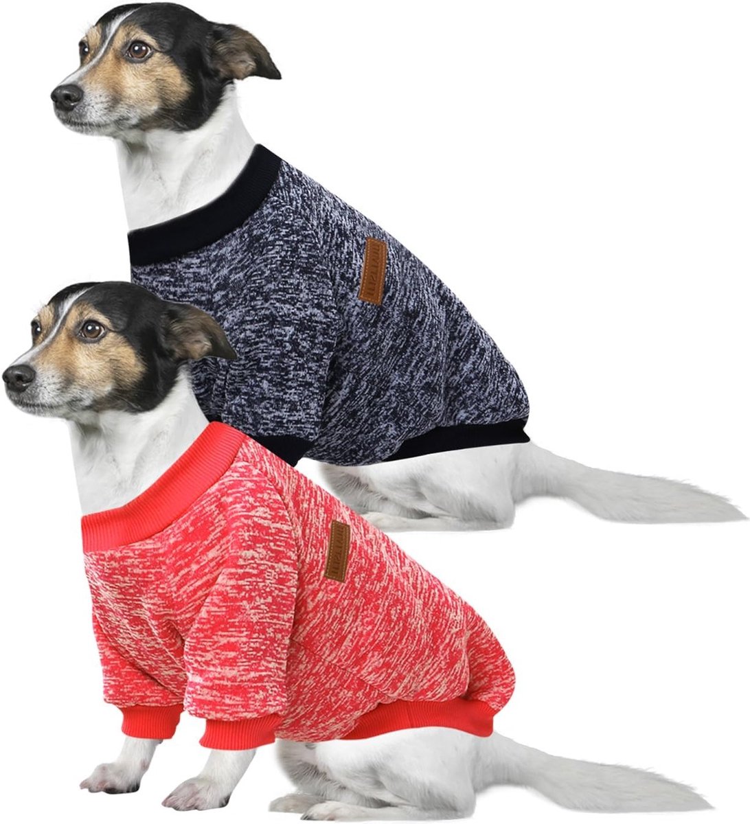 Hoodies voor grote honden, 5XL Labrador trui van fleece, zacht en comfortabel, makkelijk aan en uit te trekken, levendige kleuren (Rood+Marineblauw)