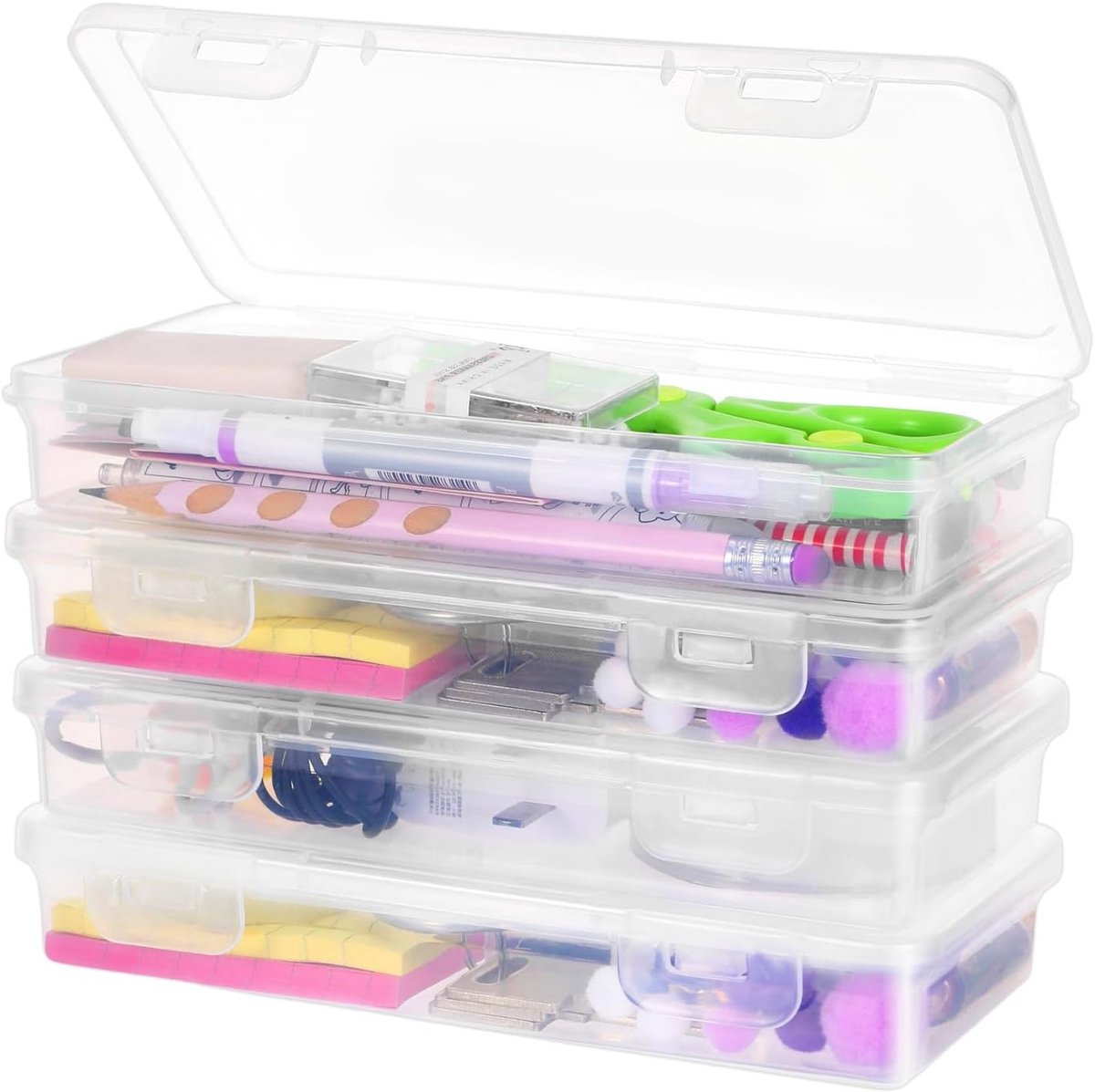 Pen Organizer voor Kinderen - Stapelbare Opbergdoos met Deksel voor Creatief Sorteren van Kleine Onderdelen en Materialen