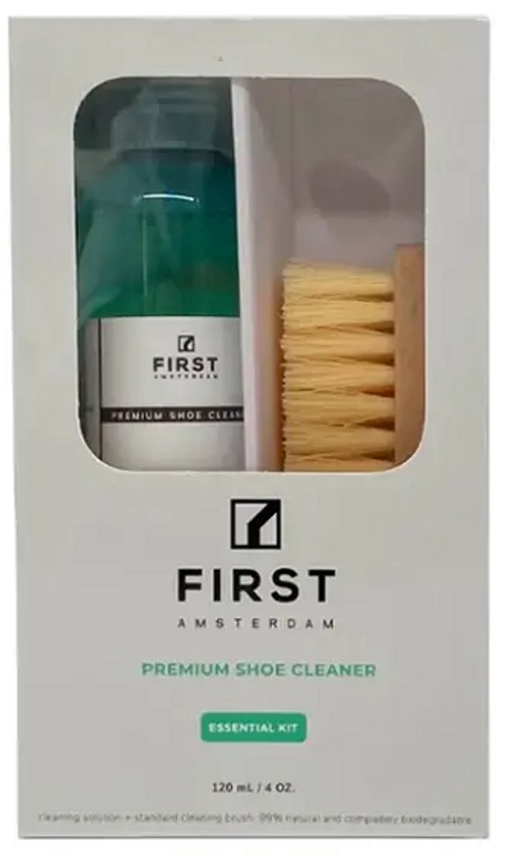 First Amsterdam Schoenen schoonmaak set | Sneaker cleaning kit | Schoenen reinigingsset | Geschikt voor alle materialen | Tot 100 schoonmaakbeurten - 99% natuurlijke materialen - Volledig biologisch afbreekbaar