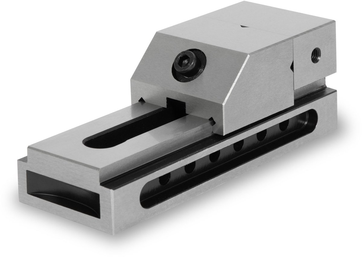 EBERTH precisie bankschroef met lage bekken, bekbreedte 50 mm, maximale klemkracht 65 mm, bekhoogte 25 mm, gemaakt van robuust staal, professioneel, voor diverse taken, werkplaatsbankschroef