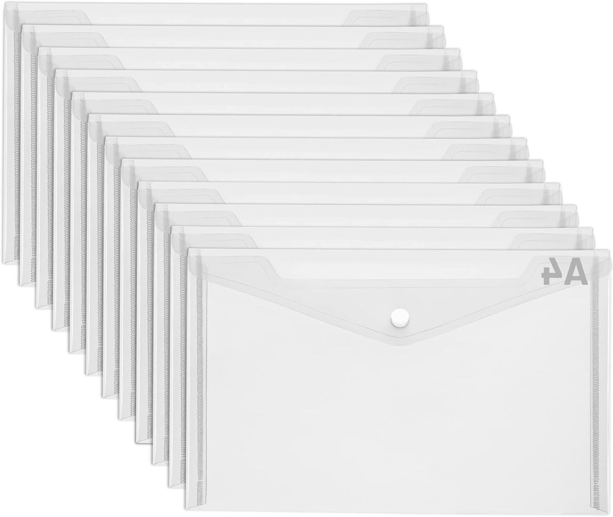 Transparante A4 Documentmappen, 12 Stuks Met Drukknop, Ideaal Voor Bestanden, Papieren, Ontvangsten En Schoolwerk