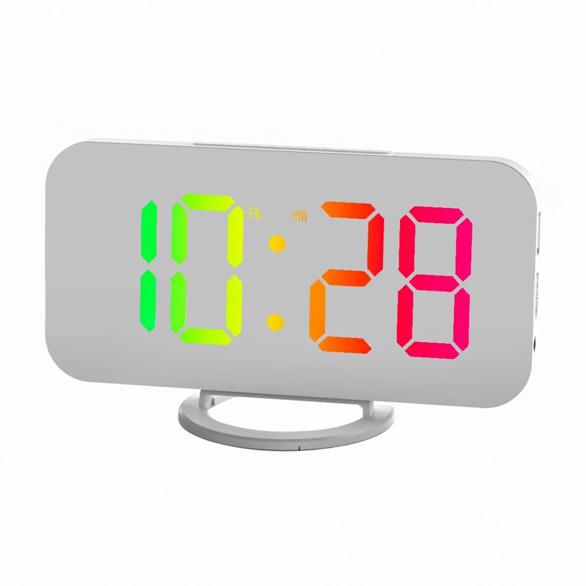 Dailygoody - LED kleurverloop digitale wekker - RGB gradiënt display - Groot 6,5 inch - Dimbaar licht - Snooze functie - Geschikt voor slaapkamer en w...