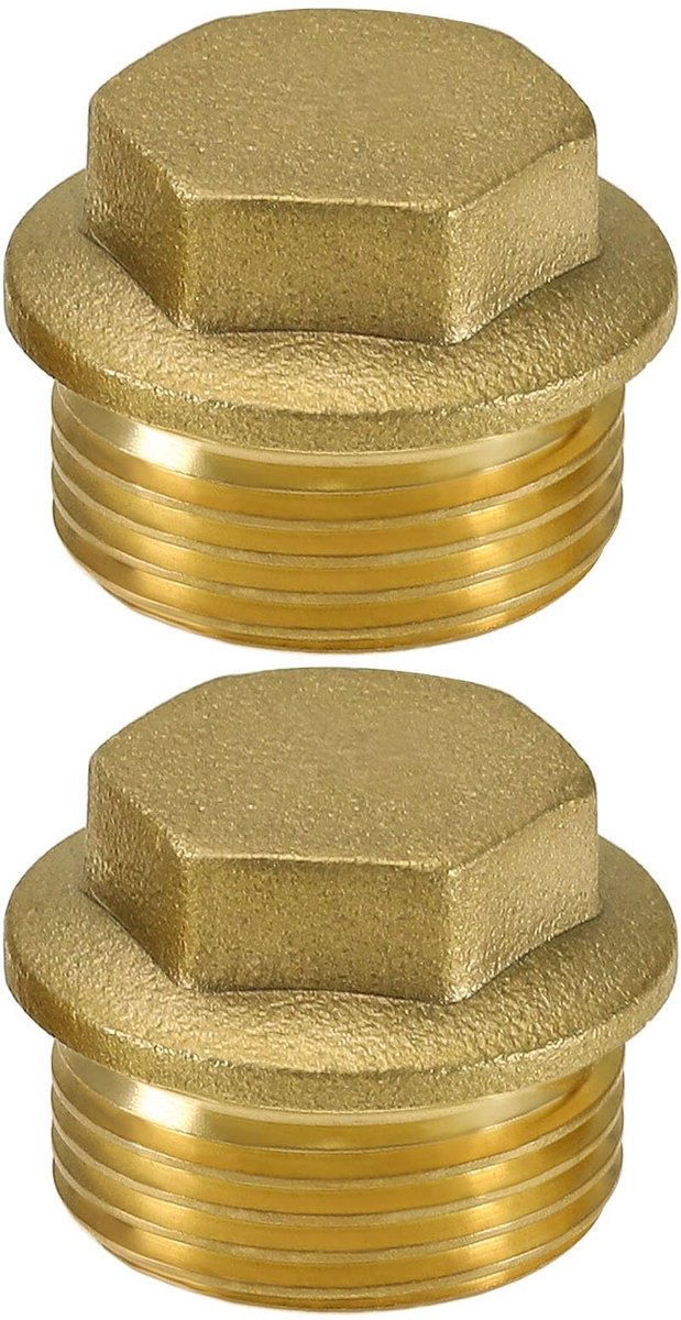 Dailygoody - Mannelijke Blanking Plug - Messing Draad - Duurzaam en Corrosiebestendig - Goud - 3/4 Accessoire - Geschikt voor Pijp Aansluiting - 2...