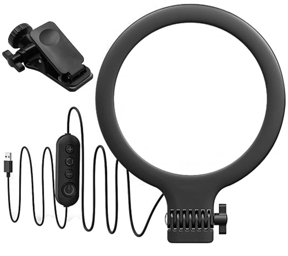 Dailygoody - Videoconferentieverlichtingsset - Ringlicht - 6 inch - Clip op laptopmonitor - 3 verlichtingsmodi - Geschikt voor alle laptops en monitoren