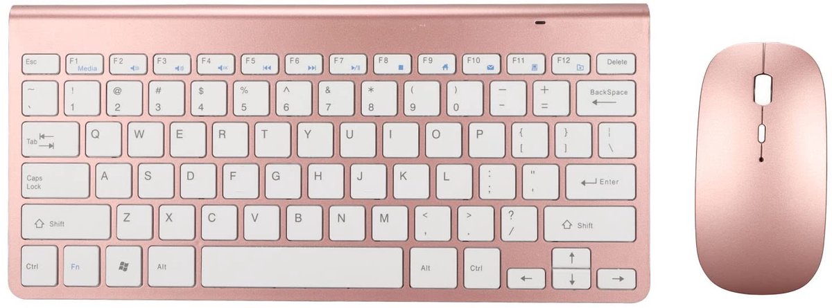 Dailygoody - Draadloos Toetsenbord en Muiscombinatie - Compact toetsenbord - Stille werking - Rose goud - Ergonomisch ontwerp - Geschikt voor deskto