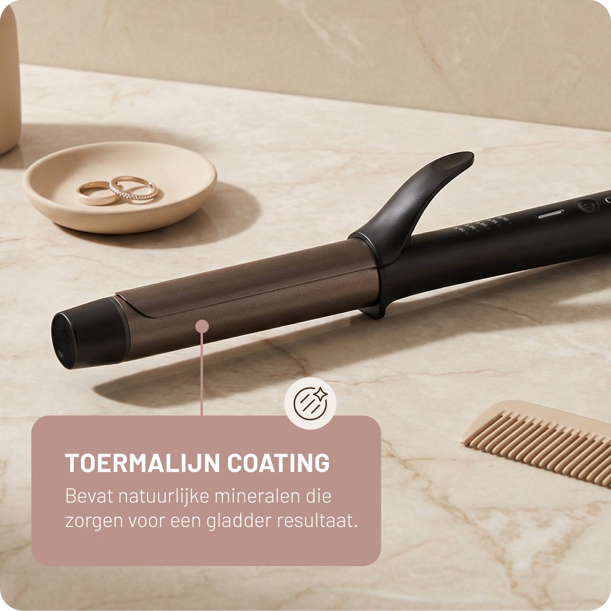 Carmen CCT2810B Krultang met Klem 28 mm Toermalijn Coating - afbeelding 3