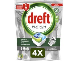 4 x Dreft Platinum All In One - Vaatwascapsules - Original - 43 Capsules