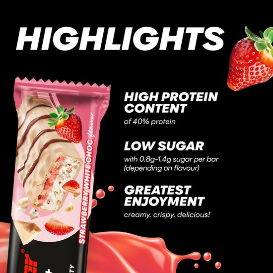 Powerbar eiwitreep - 40% Protein+ Bar - Strawberry White Choco - 12x40g — afbeelding 4