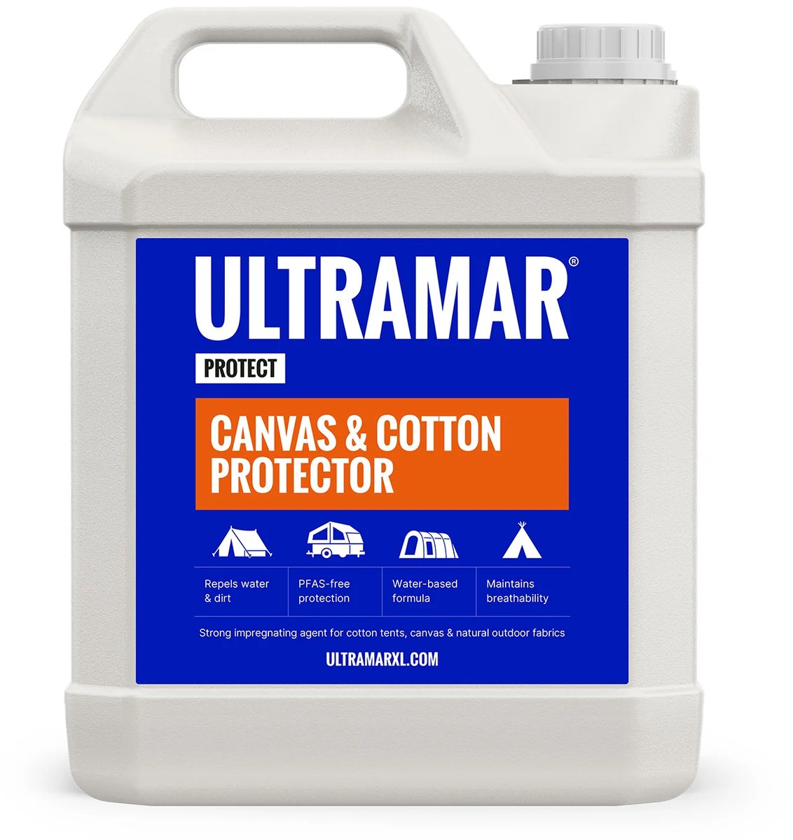 Ultramar - Canvas & Cotton Protector 5L - Sterk Impregneermiddel voor Katoen, Canvas Tentdoek - Waterdicht - Waterafstotend