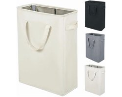 Smalle, opvouwbare wasmand met één compartiment van Oxford-stof - Wasmand - Opbergmand voor vuile was - Wasmand met handvat - 45 liter - Beige