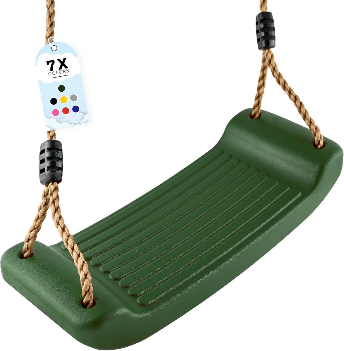 Groene Kinderschommel met Verstelbare Touwen en Antislip Zitje voor Binnen en Buiten Gebruik