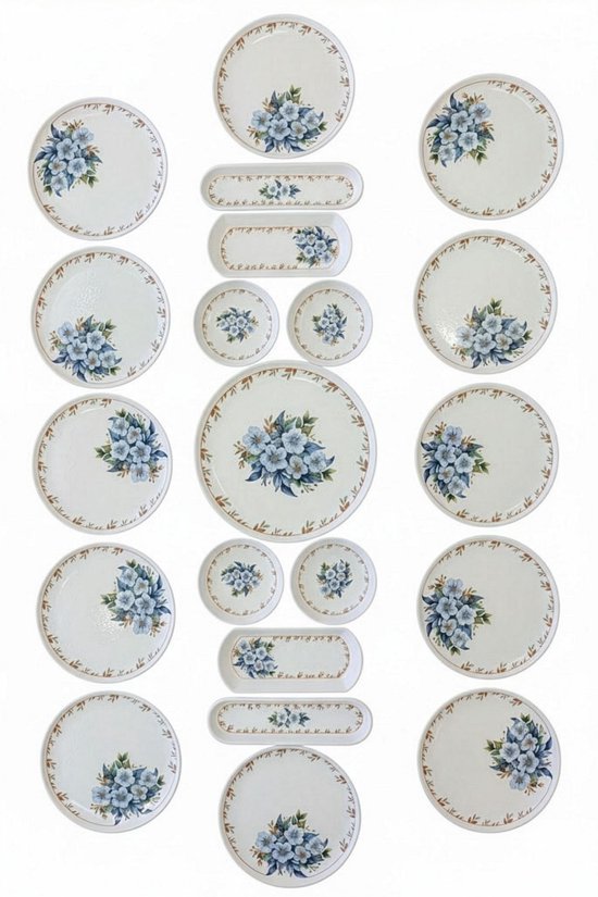 Hermia Concept Norrie Ontbijtset -21 stuks - Blauw, wit - 100% KERAMIEK — afbeelding 2