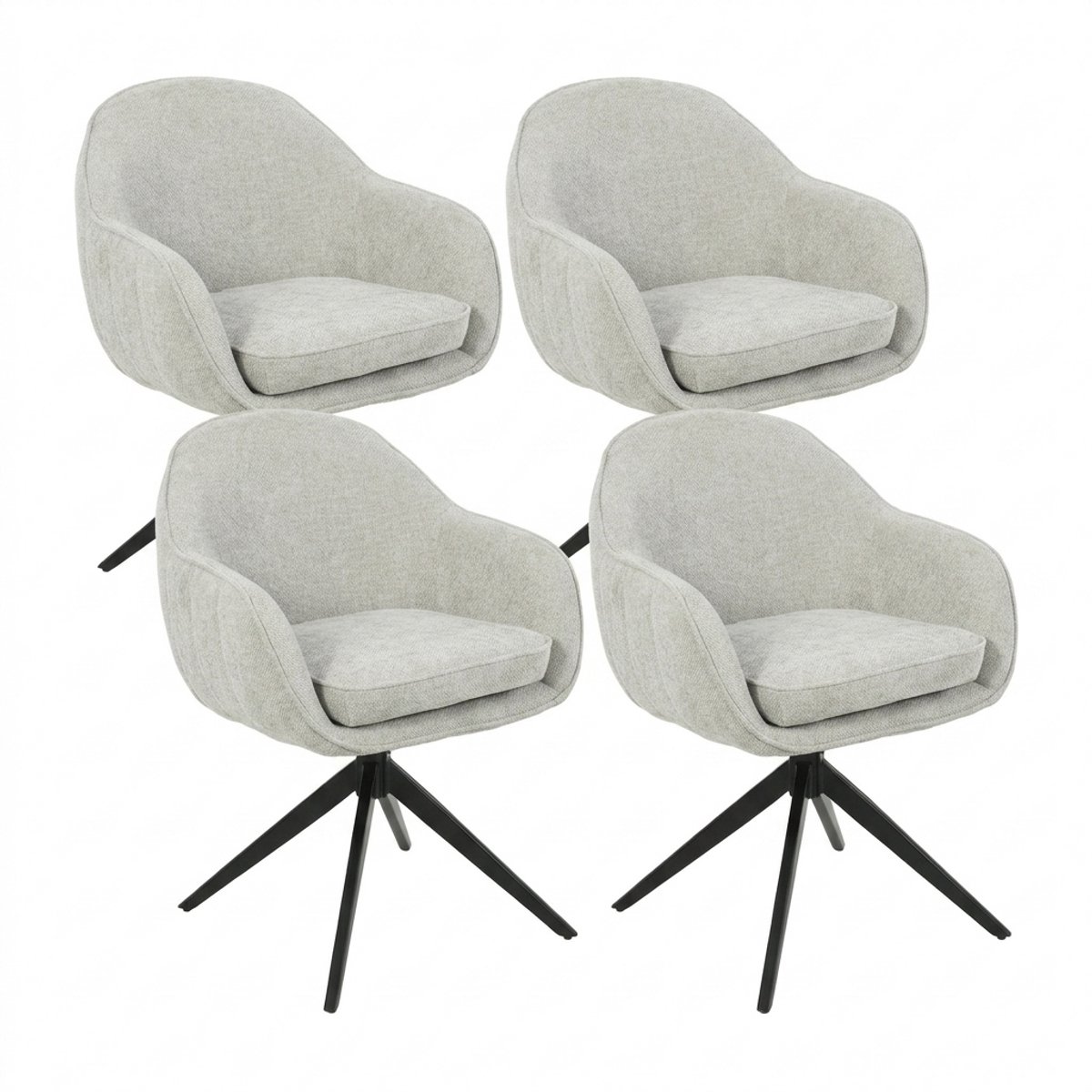 Eetkamerstoel Clarissa- set van 4 stuks- Beige Stof- Draaibaar- zetelsenbedden Tafel en Stoel