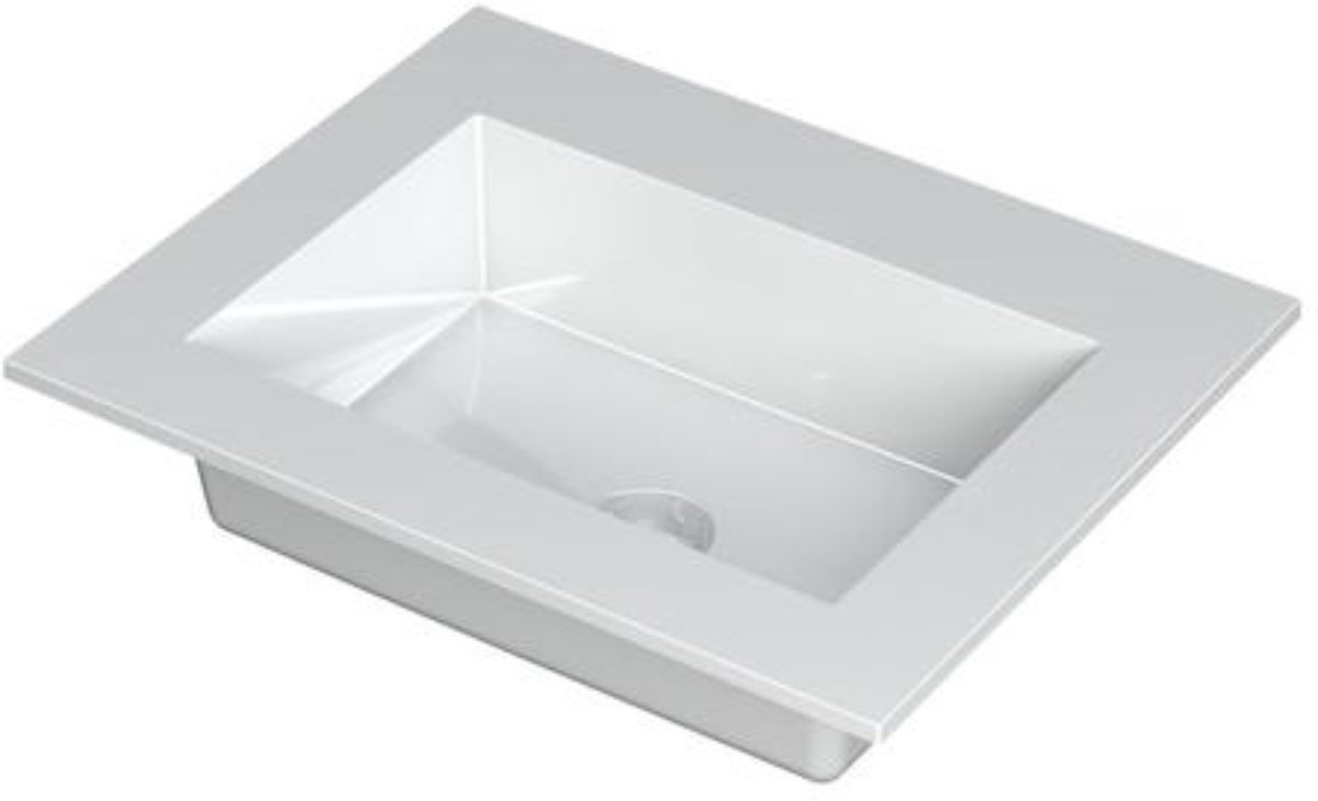 INK Kraft Wastafel Enkele Bak Zonder Kraangat - 600x450x10 mm - Glans Wit