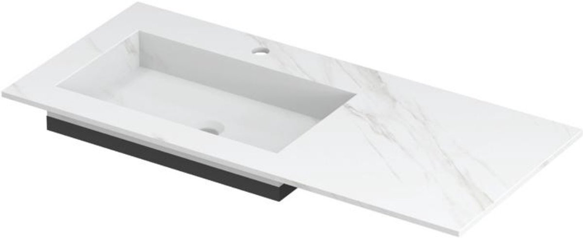 INK Post Wastafel Keramische Slab Envelop Bak Links met 1 Kraangat - 1000x450x10 mm - Calacatta Mat
