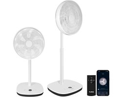 FlinQ Smart Fan - Statiefventilator - Ventilator Staand - Stille Waaier met 90° Draaibeweging - Bedienen met App of Afstandsbediening - Wit