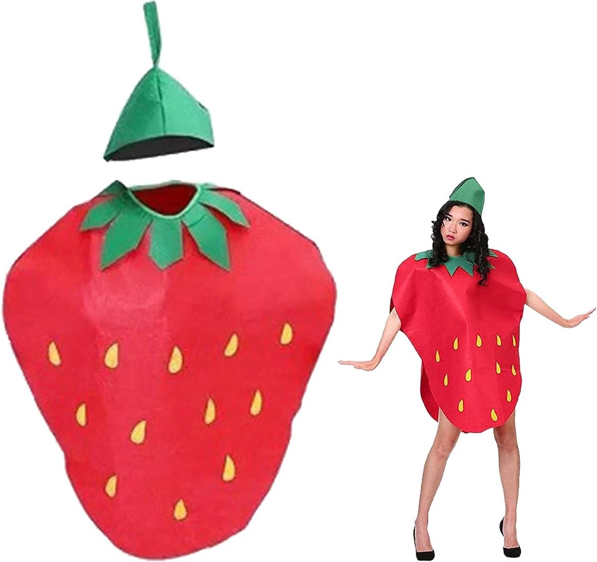 Volwassen Cosplay Kostuum Aardbei Fruit Outfit voor Groepen - Uniek en Grappig Kostuum voor Mannen en Vrouwen voor Halloween en Feestjes