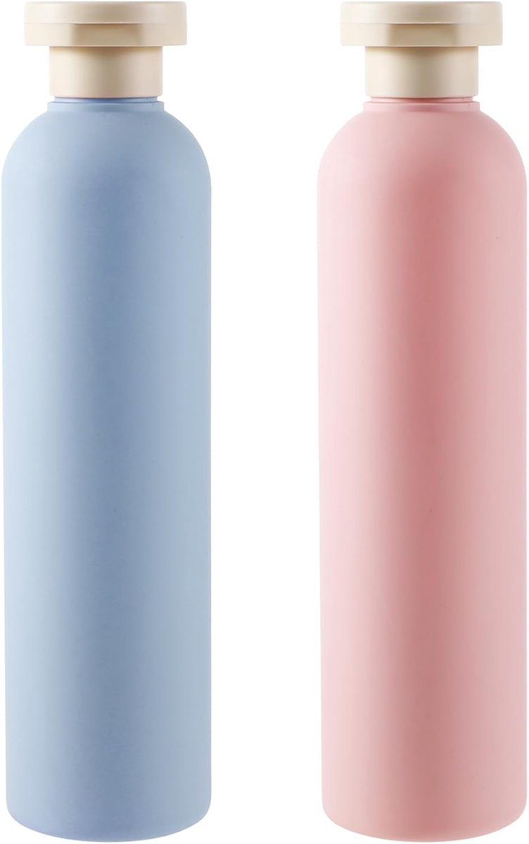 Reisflesjes Set - Navulbare Flesjes - Voor Shampoo en Lotion - Siliconen - Set van 2 - 260 ml - bluaw, roze - van Imperatoris