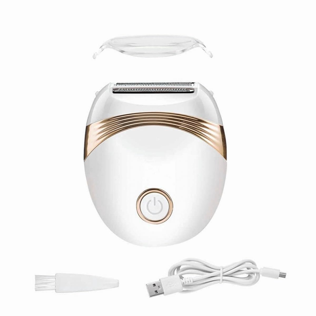 Dailygoody - Elektrisch scheerapparaat - Bikini-trimmer - Draagbaar en USB-oplaadbaar - Wit met roze accenten - Haarverwijderaar voor dames - Geschikt.