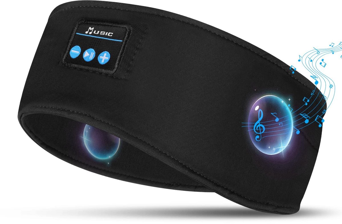 Dailygoody - Draadloze slaapkoptelefoon - Bluetooth 5.0 - Ultradunne HD-stereo - Zwart - Geschikt voor slapen - Sporthoofdband model