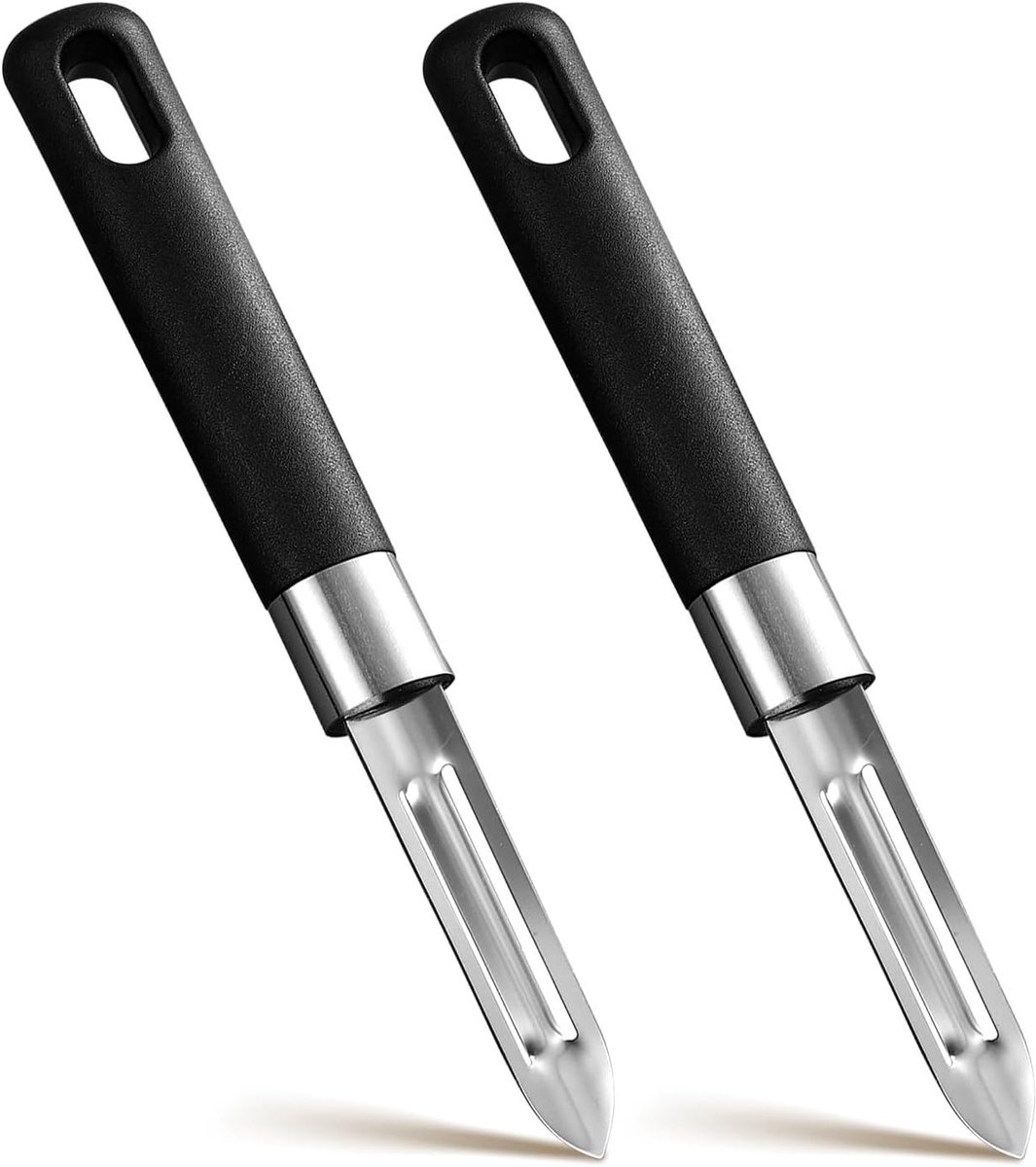 Ergonomische 2-delige Groenteschiller Set met RVS Mes voor Aardappelen en Fruit, Zwart, Handig en Duurzaam