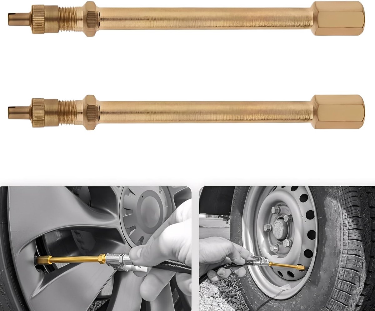 Dailygoody - Ventilverlängeringen - 10 cm terugslagventielverlenging - Ideaal voor autobanden - Ventielverlenging voor scooters - Geschikt voor fietse...