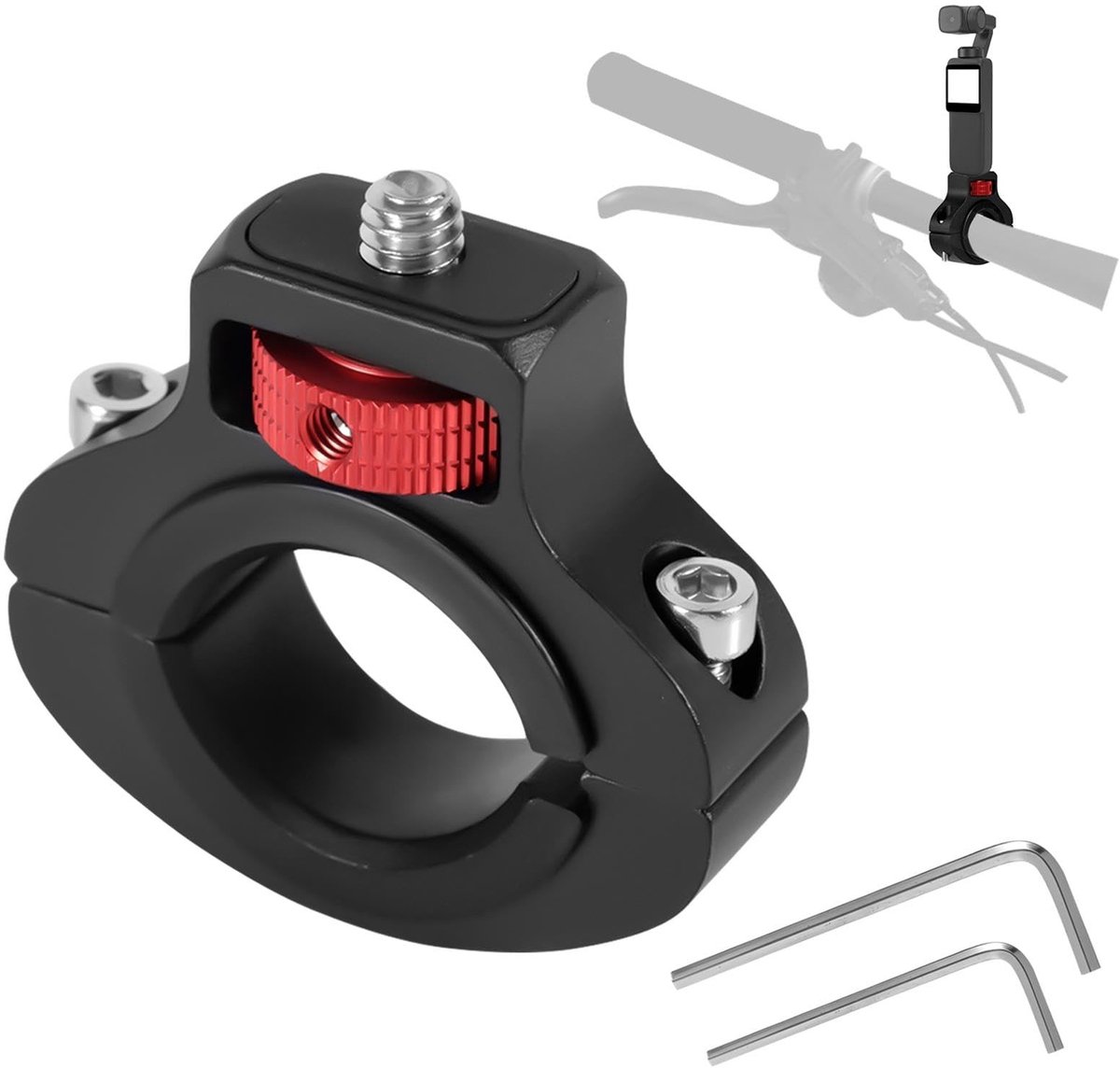 Dailygoody - Fiets-Motorfietscamerahouder - 360 Graden Draaibaar - Aluminium - Anti-Achteruit - Geschikt voor GoPro - Zwart Rood