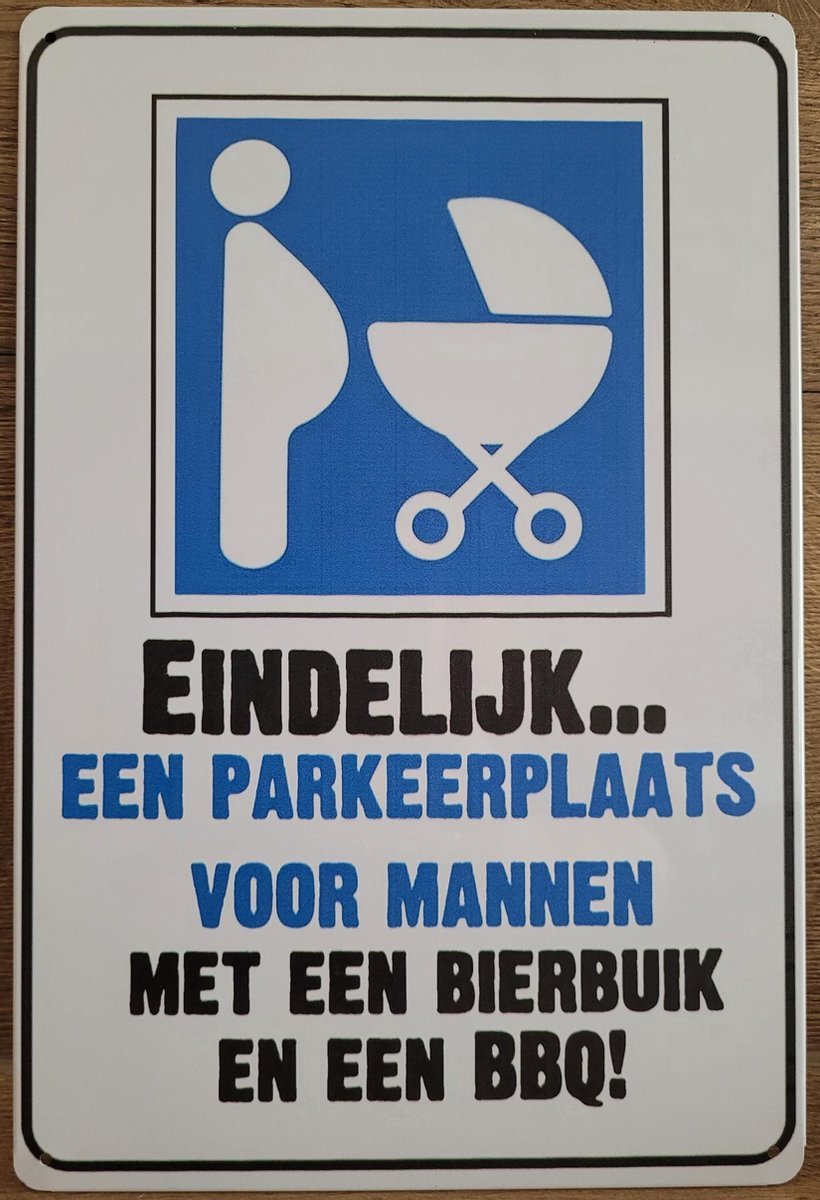 Metalen wandbord Mancave - retro vintage - spreuk - 20 x 30 cm - NL tekst - Nederlands - M
