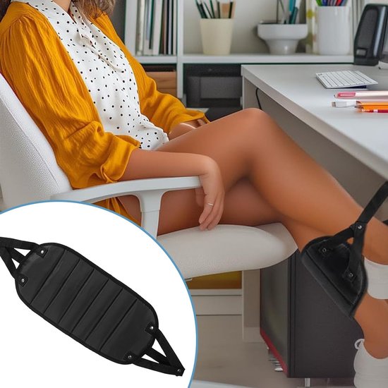 Comfortabele Voetsteun voor Langdurig Zitten - 8 Stuks Zwarte Polyester Foam - Verlichting van Pijn en Zwelling tijdens Reizen en Werk — afbeelding 4