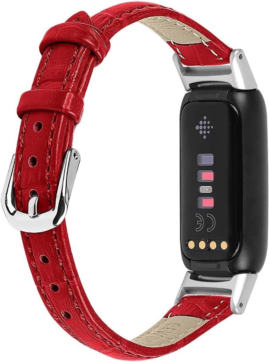 Lederen band compatibel met Fitbit Luxe voor dames en heren, ademend en zacht, vervangbare sportpolsband met metalen gesp voor fitness- en wellness-tracker