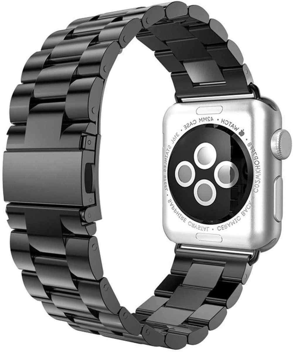 Verstelbare RVS Sportband voor Apple Watch 44mm/42mm, Duurzame Metalen Armband met Klassieke Gesp, Geschikt voor Series 6/SE/5/4/3/2/1 voor Dames en Heren