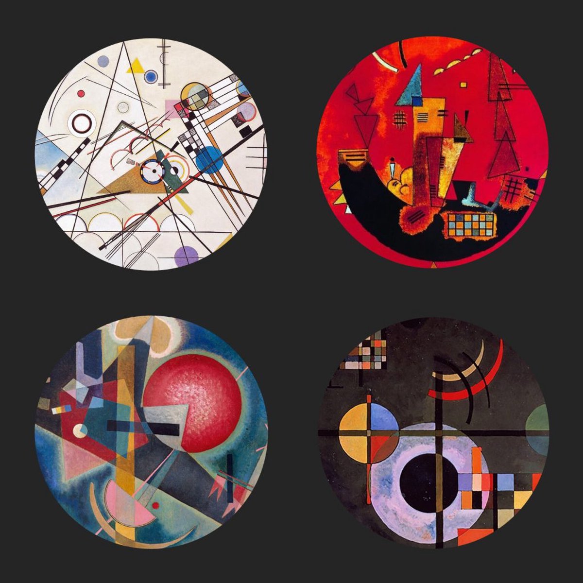 4 Onderzetters met beroemde schilderijen van Kandinsky – Wassily Kandinsky Collectie – Parastone – 10 cm