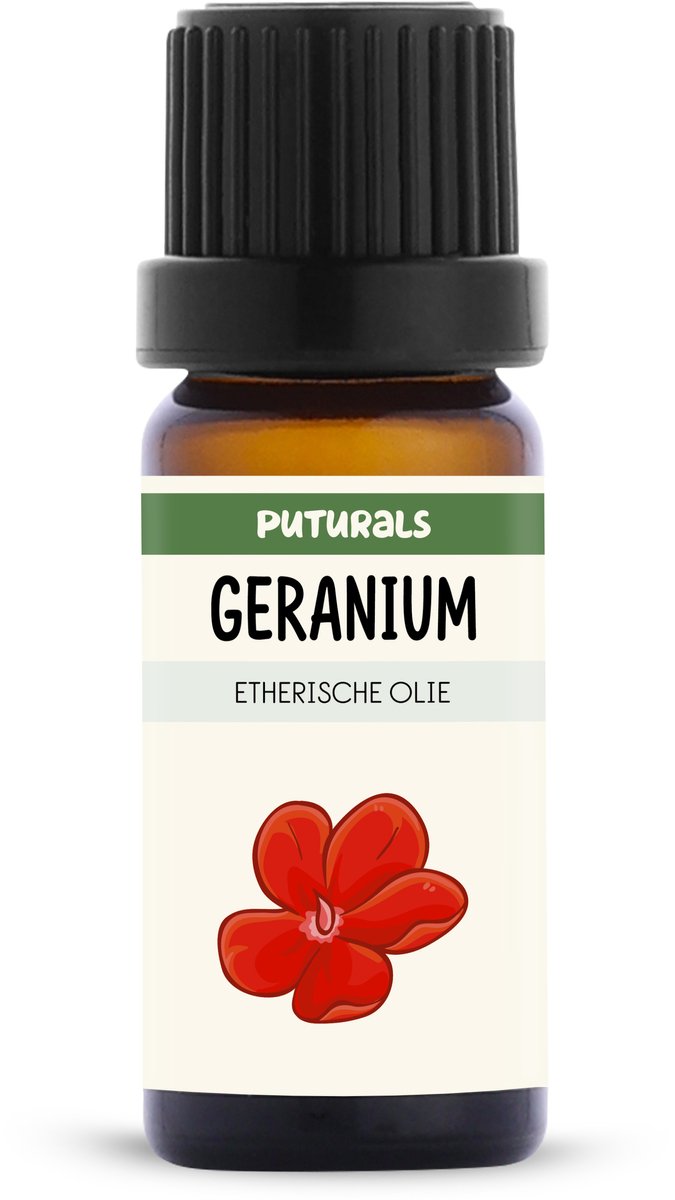 Puturals Geranium Olie 100% Natuurlijk - 10ml - Puur en Vegan - Geranium Olie voor Huid, Haar en Aromatherapie