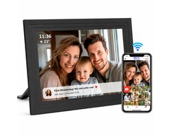 SolutionMarket® Digitale Fotolijst met WiFi en UHALE App – Zwart – 10.1 inch Full HD + IPS Display – Fotokader – Touchscreen – Eenvoudig Gebruik – Mooi cadeau