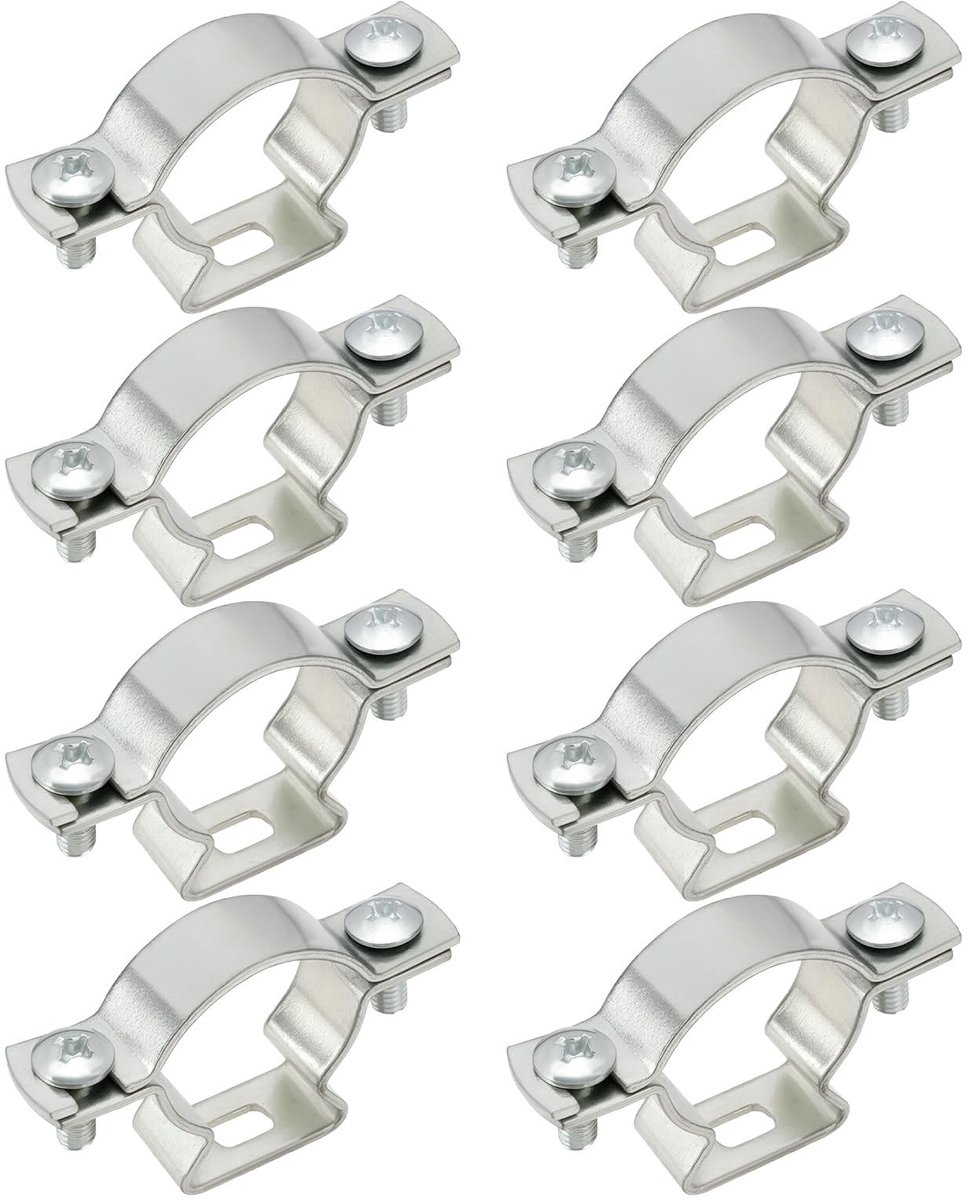Dailygoody - Set van 8 Gegalvaniseerde Stalen Buisklemmen - M32 Buisklem - Duurzaam en Corrosiebestendig - Geschikt voor Sanitair - Voor Buize...